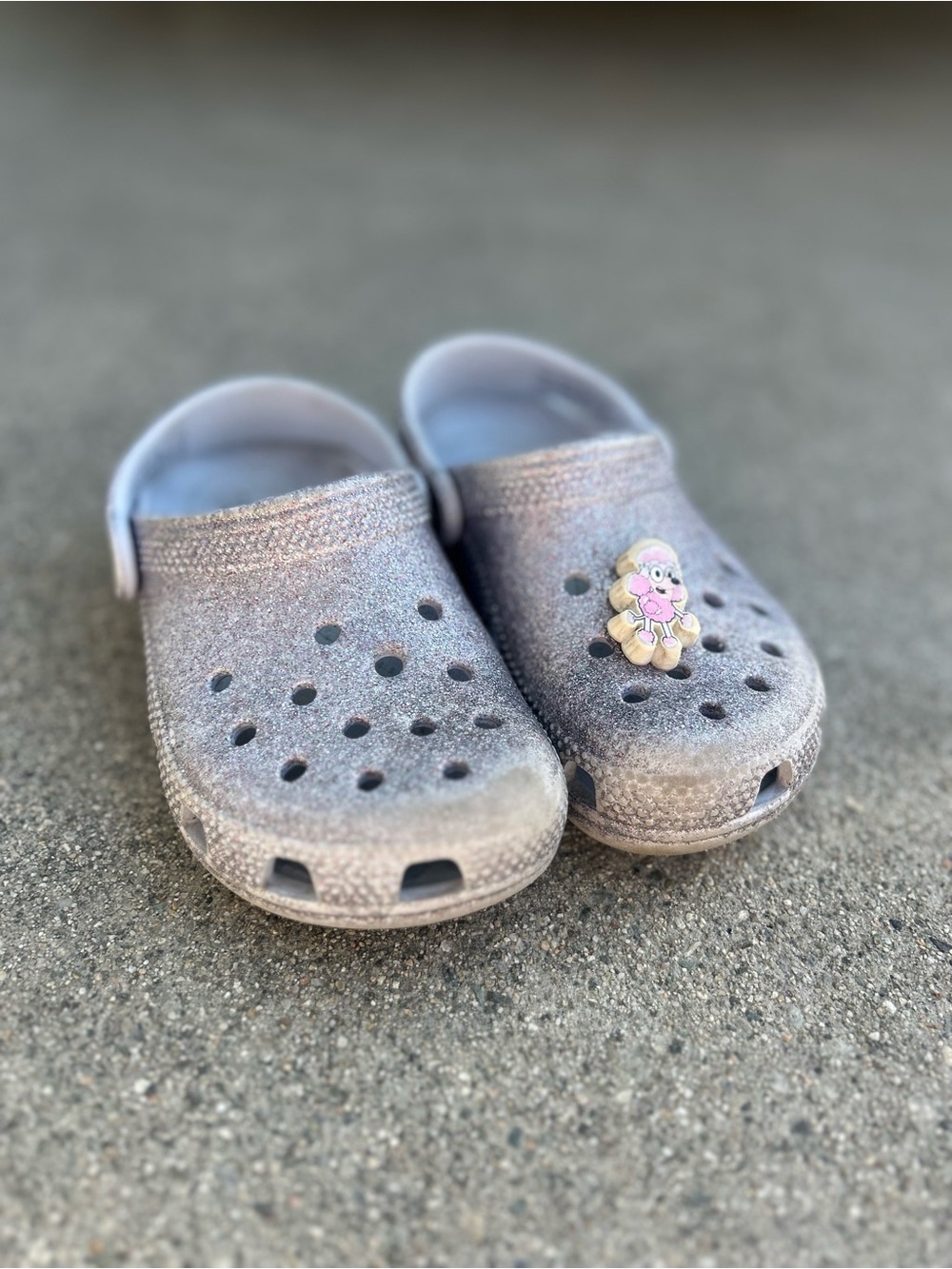 CROCS Kids Glitter Slip-On Clogs - Light Purple/Silver size 10C